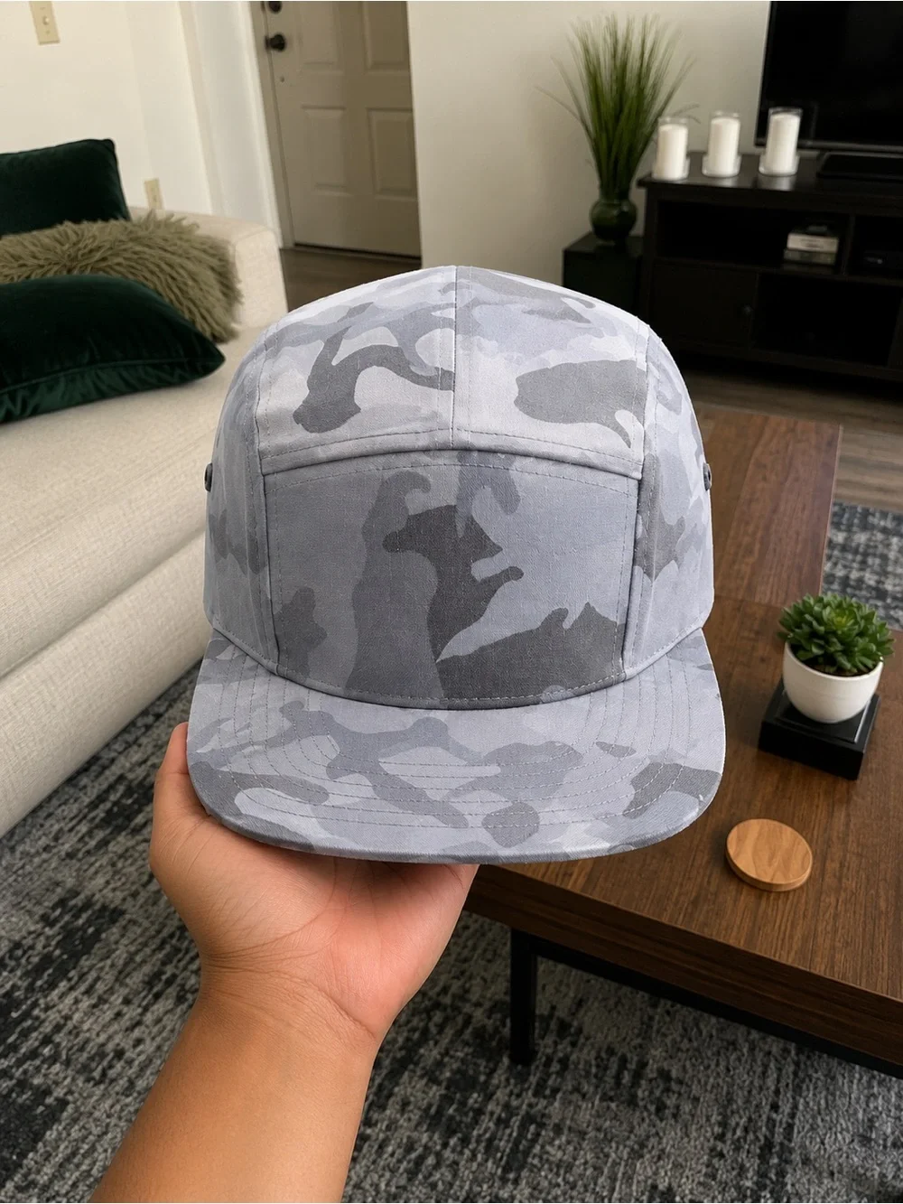 Men's Gray Camo 5-Panel Cap